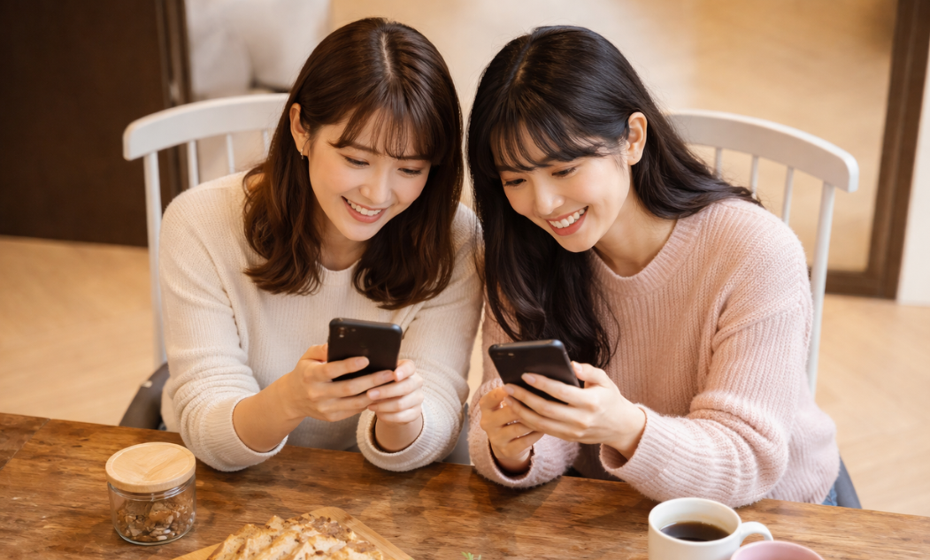 総付景品キャンペーンの特典をスマートフォンで確認する様子